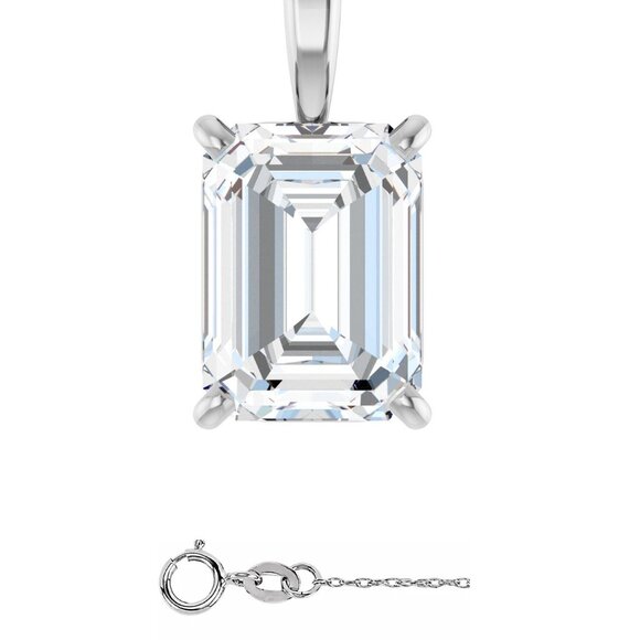 Emerald Natural Diamond Pendant 14K Gold (1.02 Ct H Vvs1) Gia C54200012 - Picture 1 of 7